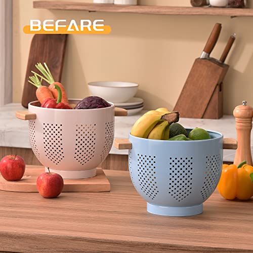 Metal Colander with Wood Handle and Stable Base