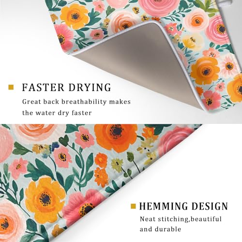 Watercolor Flower Dish Drying Mat
