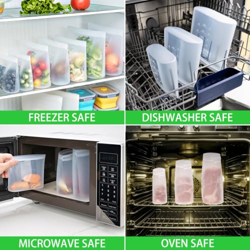 100% Platinum Silicone Reusable Food Storage Bags (4 Count)