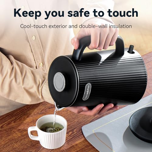 1.7L (57oz) Large Electric Kettle Perfect for 7+Cups of Tea and Coffee,2 quarts Double Wall Big Electric Tea Kettle,Auto Shut Off,1200W Hot Water Kettle Electric-Black