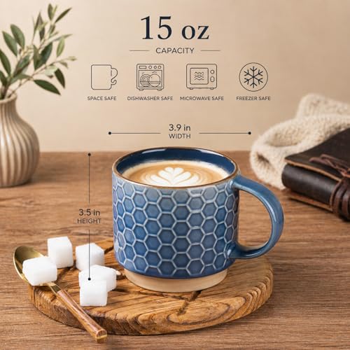 15 OZ Stackable Coffee Mugs Set of 4 (4 Count)