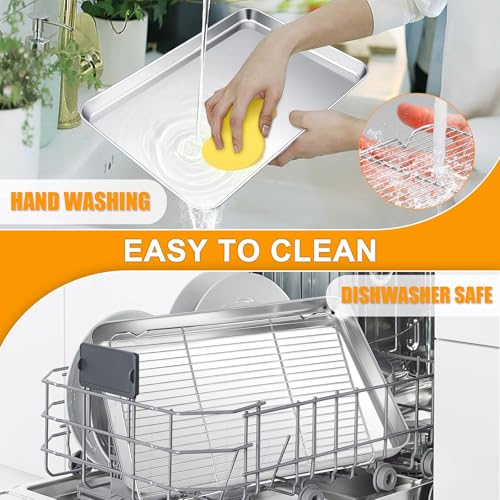 10x12 Inch Stainless Steel Quarter Sheet Pan with Wire Cooling Rack