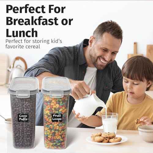 2 Pack (6.3L / 213OZ) EXTRA Large Airtight Food Storage Cereal Containers for Bulk Food Storage BPA-Free Plastic Container, Pantry Organization and Canister for Rice, Pasta, Sugar & Flour (2 Count)