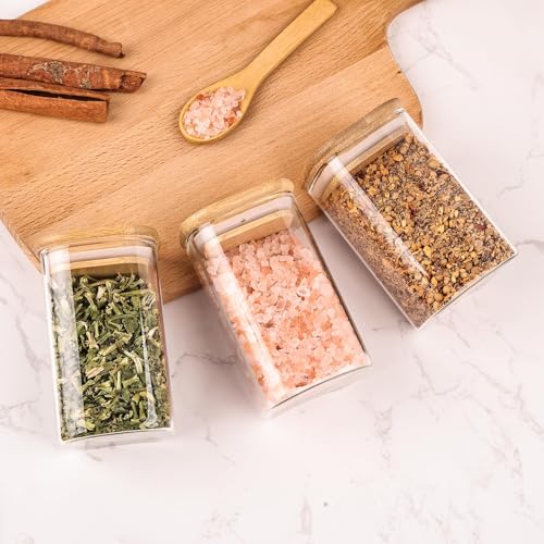 6oz Glass Spice Jars with Bamboo Lid and Label (12 Count)