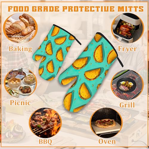 Mexican Taco Oven Mitts and Pot Holders Set (4 Count)