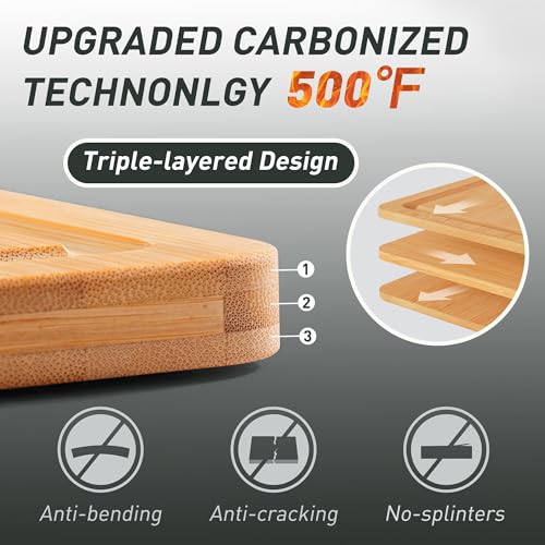 Bamboo Cutting Board Set Non Slip Feet with Holder Over Sink Kitchen Gadgets Seller 2025 First Apartment Must Haves Things Stuff Accessories House Warming Decor Housewarming Hostess Host Gifts (3 Count)