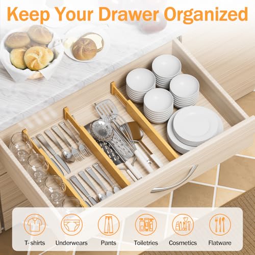 Bamboo Drawer Dividers Organizers (8 Count)