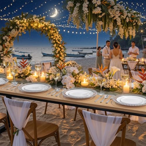 200PCS Silver Plastic Plates (200 Count)