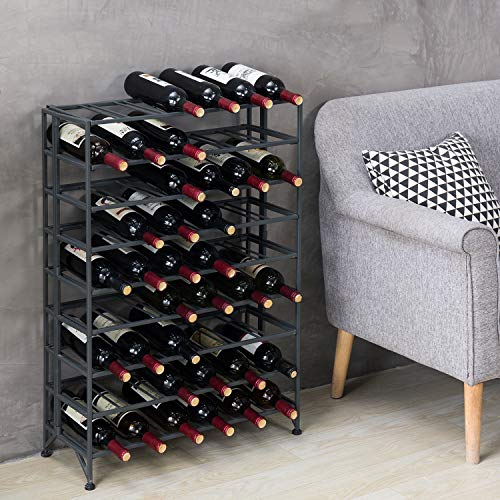 Gray Metal Wine Rack Floor Stand 9 Tier Bottle Storage Shelf