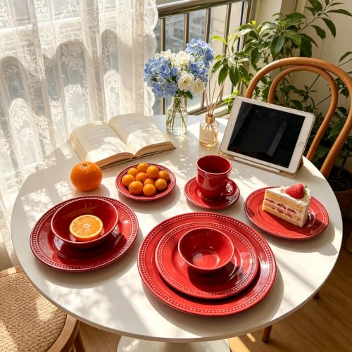 HomeVss Pearl Dots Stoneware Dinnerware Set