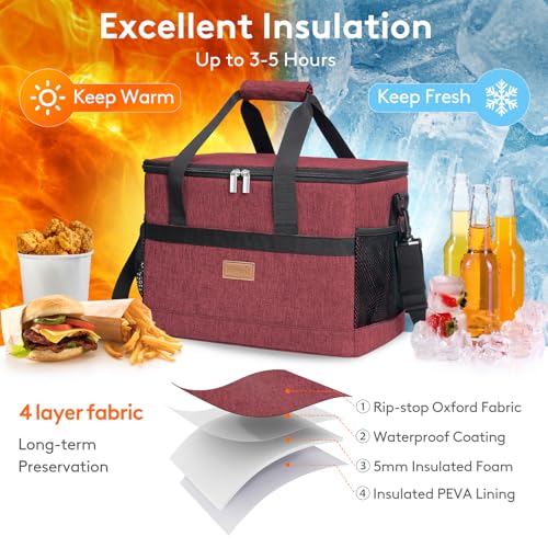 Cooler Bag 30 Cans Collapsible and Insulated Large Lunch Bag Leakproof Soft Cooler Portable for Camping