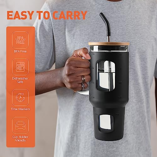 Glass Tumbler with Straw and Lid