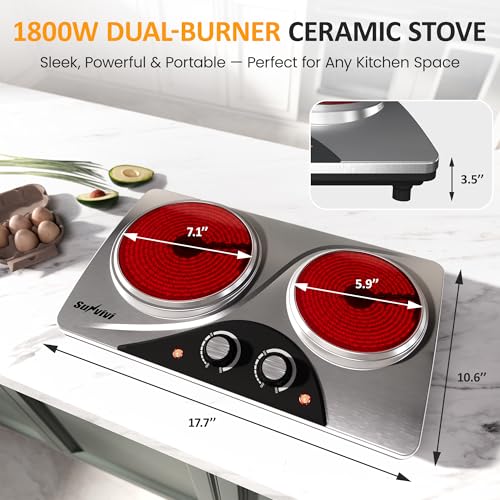 1800W Dual Burner Portable Electric Ceramic Stove