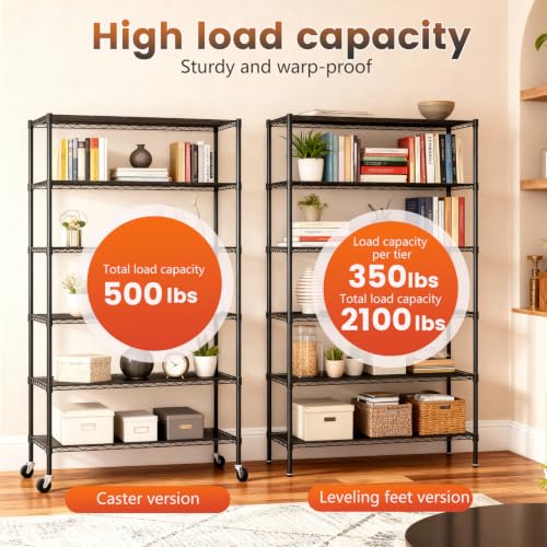 6 Tier Wire Storage Shelves with PP Shim