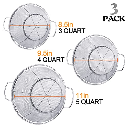 3 Pack 18 8 Stainless Steel Colander Sieves (3 Count)