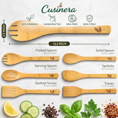 Dishwasher Safe Bamboo Wooden Spoons for Cooking 6 (6 Count)