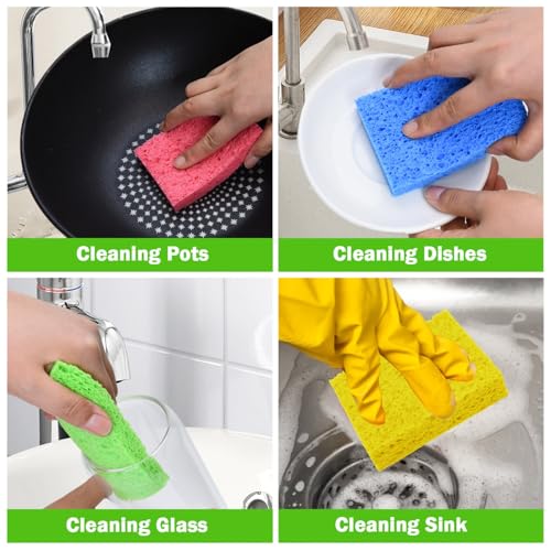 Sponge Kitchen Natural Cellulose Sponges 10 Pack Compressed Sponges for Cleaning Reusable Dish Sponge Kitchen Non (10 Count)