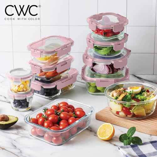 Premium 32 Pc. Borosilicate Glass Food Container Set with Dividers