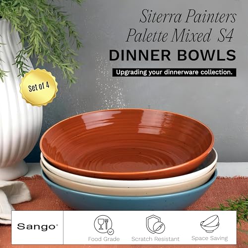 Siterra Painter's Palette Stoneware Pasta Bowls (4 Count)