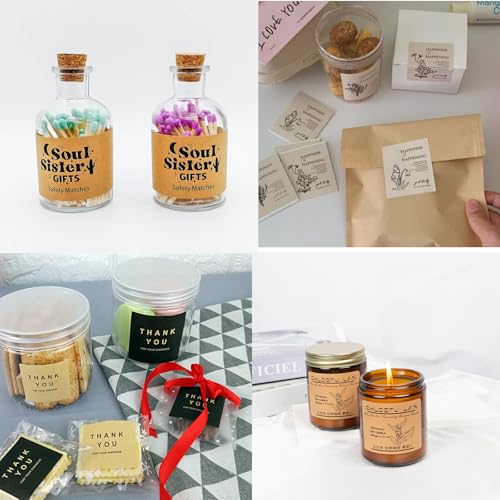 Custom Stickers Personalized Square Kraft Paper Sticker Customizable Floral Wreath Labels (100 Count)