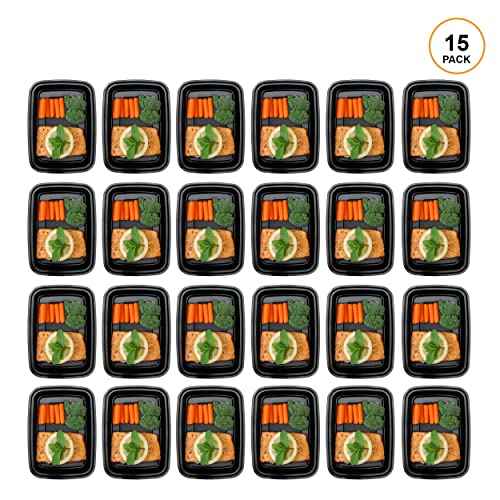 Meal Prep Containers [15 Pack] 1 Compartment Food Storage Containers with Lids (15 Count)