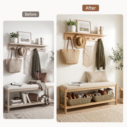 Hand Woven Jumbo Storage Baskets with Wooden Handles (2 Count)