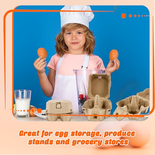 30 Pack Egg Cartons Bulk Empty Natural Pulp Egg Storage Case 4 Count Square Chicken Cardboard Egg Tray Holder for Family Farm Market Chicken Farm Storing (30 Count)