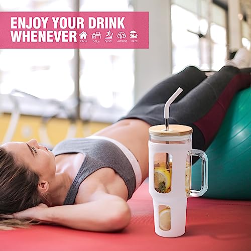 Glass Tumbler with Lid and Straw