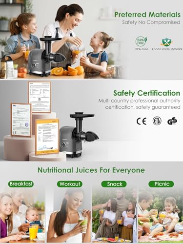 Masticating Juicer Machine 200W Slow Cold Press Extractor for Veggie