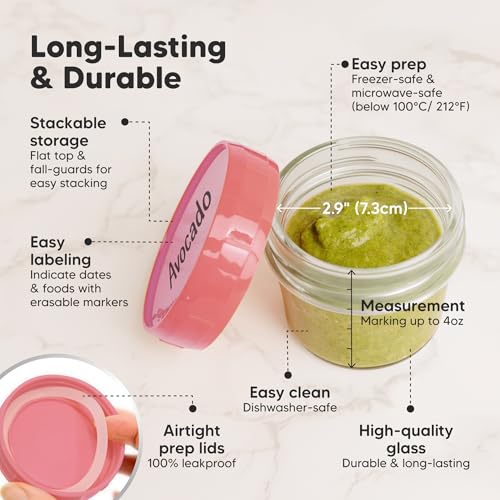 12pk 4oz Glass Baby Food Containers with Lids (12 Count)