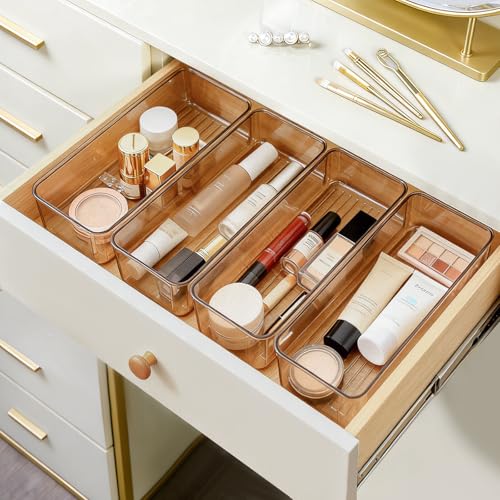 8 Pack Clear Plastic Drawer Organizers Set