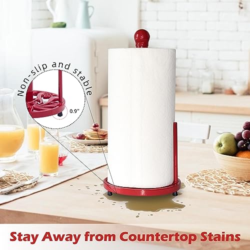Red Cast Iron Paper Towel Holder for Kitchen Countertop