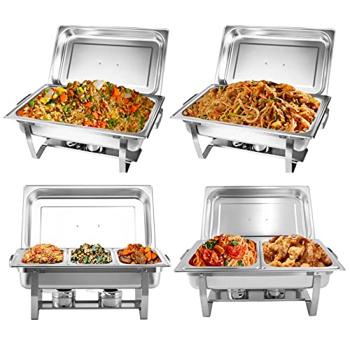 4 Pack 8 Qt Stainless Steel Chafing Dish Buffet Set for Catering (4 Count)