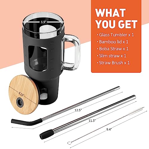 Glass Tumbler with Straw and Lid