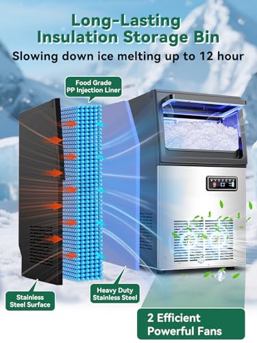 Commercial Nugget Ice Maker Machine with 12Lbs Storage Bin