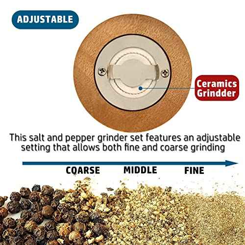 Salt and Pepper Grinder Set Wooden Manual Salt Pepper Mill Set 2pcs 6inch