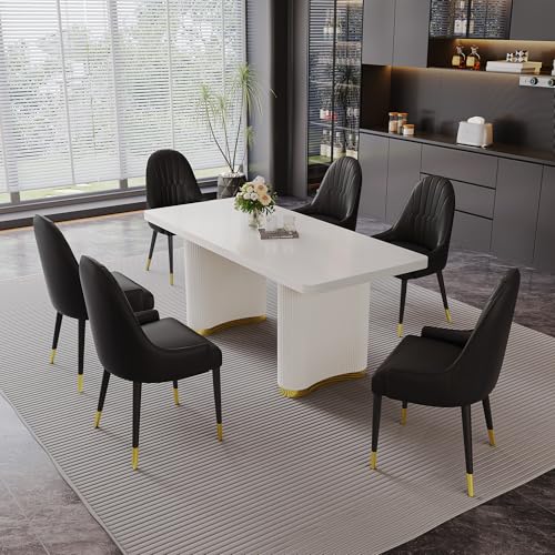Black Dining Chairs Set of 2 with High Backs Mid Century Modern Kitchen Dining Room Chairs PU Faux Leather Upholstered Large Padded Accent Chair with Legs (2 Count)