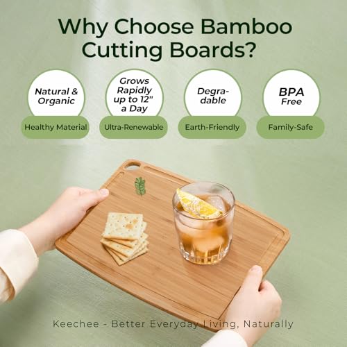 Dishwasher Safe Carbonized Bamboo Wood Cutting Boards for Kitchen with Juice Groove
