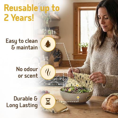 SuperBee Beeswax Wrap Roll XL 35x13" Reusable Food Wrap Holiday Print