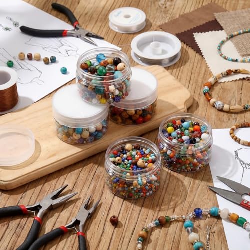 6 Pack 1 oz Plastic Jars Containers with Lids (6 Count)