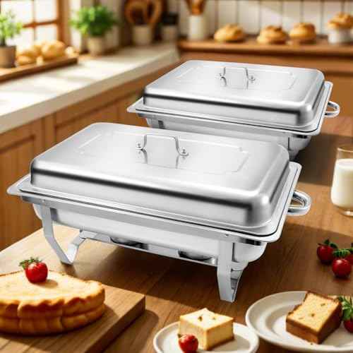 8 Qt 2 Pack Full Size Stainless Steel Chafing Dishes Buffet Set
