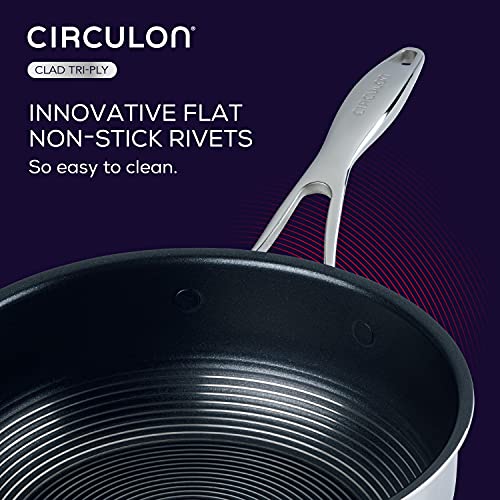 Clad Stainless Steel Saute Pan with Lid and Hybrid SteelShield and Nonstick Technology