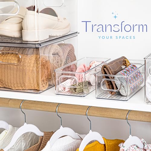 Plastic Food Storage 8 Pack Clear Container Bin with Handles for Organizing Kitchen (8 Count)