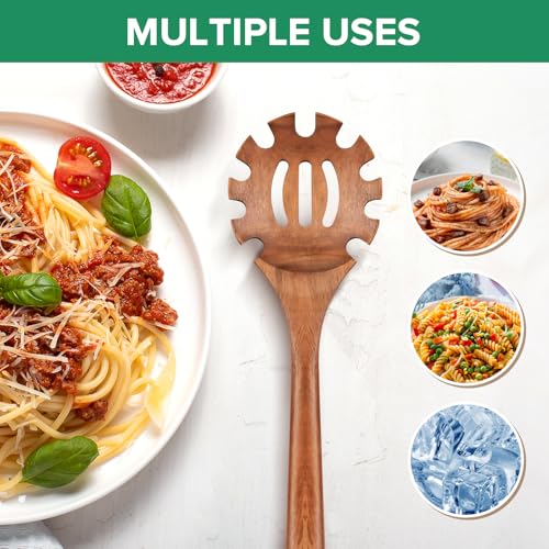 Wooden Pasta Spaghetti Noodle Slotted Spoon