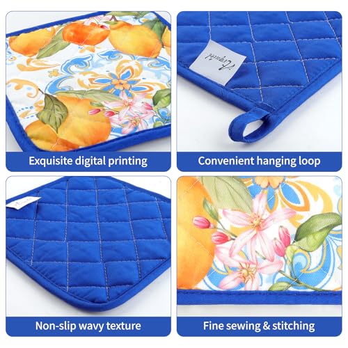 Summer Lemon Oven Mitts and Pot Holders Set (4 Count)