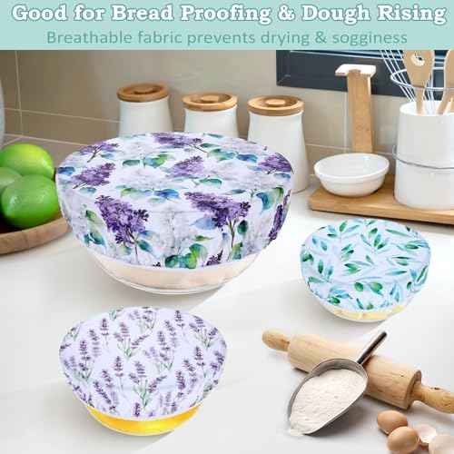 5Pcs Reusable Beeswax Elastic Bowl Covers for Bread Proofing and Food Cover (5 Count)