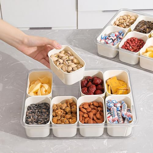 2Pcs Snackle Box Snack Containers with Lid Divided Serving Tray with Handle (2 Count)