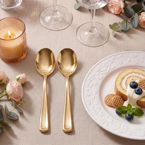 100 Pack Gold Plastic Spoons Disposable (100 Count)