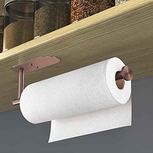 Adhesive Paper Towel Holder Under Cabinet Wall Mount for Kitchen Paper Towel (2 Count)