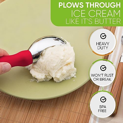Heavy Duty Metal Ice Cream Scoop with Soft Grip Handle
